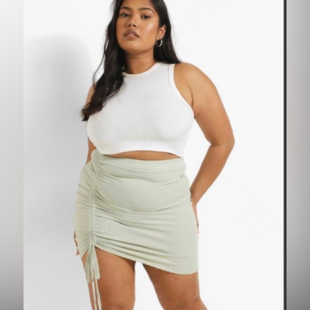 Boohoo Plus Sage Skirt